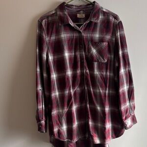 Boston Traders Burgundy and White Plaid Shirt